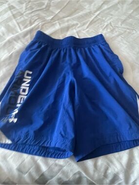 Under Armour Men’s Bright Blue Athletic Shorts with Side Logo